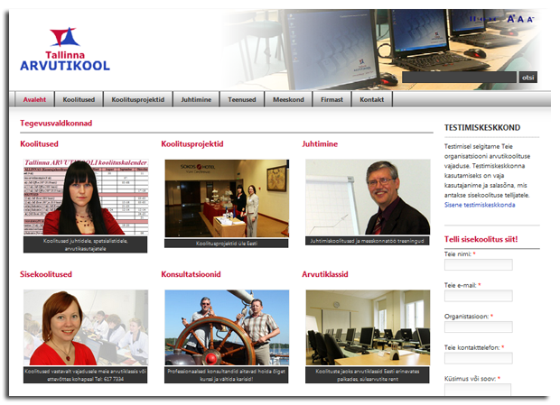 ekraanipilt - avaleht