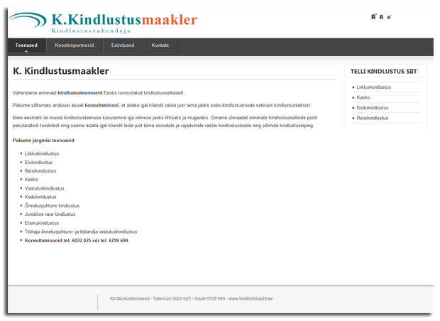 ekraanipilt veebilehest - avaleht