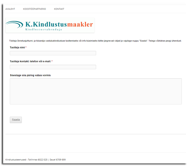 ekraanipilt veebilehest - veebivorm