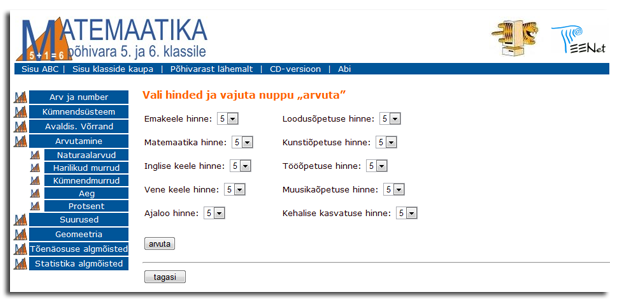 ekraanipilt veebilehest - mõistet selgitav praktiline töö