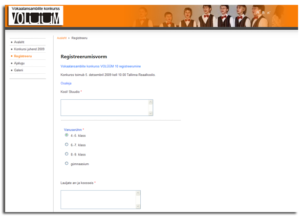 ekraanipilt veebilehest - veebivorm